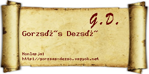 Gorzsás Dezső névjegykártya